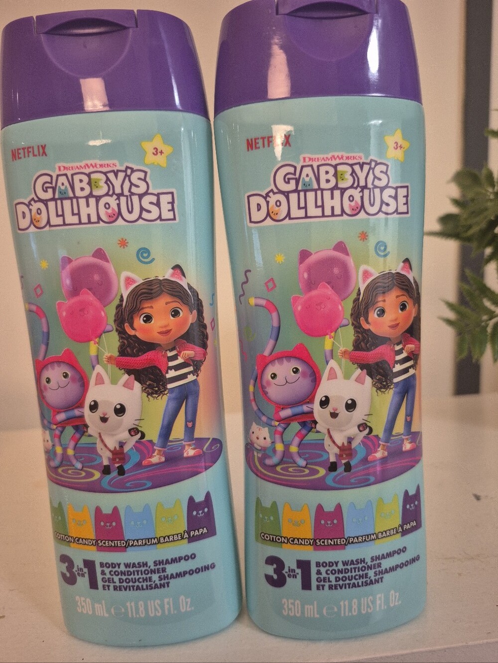 (2) Gabby Dollhouse Cotton Candy Scent 3 In 1 Body Wash, Shampoo & Conditioner